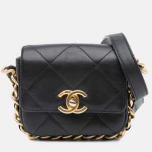 Chanel Black Quilted Calfskin Mini Framing Chain Flap Bag