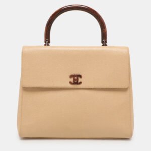 Chanel Beige Caviar Leather Vintage Kelly Bag