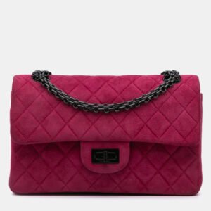 Chanel Pink Reissue 2.55 Quilted Velvet Double Flap 225 Bag