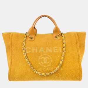 Chanel Yellow Fabric Medium Deauville Tote Bag