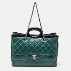 Chanel Dark Green Quilted Leather CC Delivery Bag