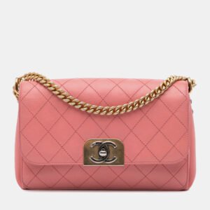 Chanel Pink Quilted Calfskin Straight Lined Flap Bag