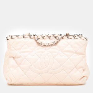 Chanel Light Beige Mini Quilted Lambskin Chain Me Tote Bag