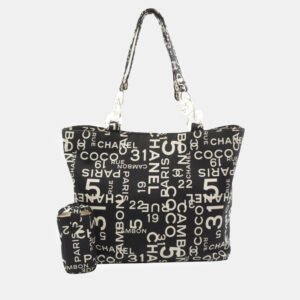 Chanel Black Canvas 31 Rue Cambon Beach Tote Bag