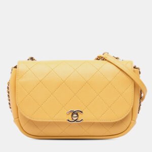 Chanel Yellow Quilted Goatskin Casual Trip Flap Bag