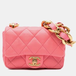Chanel Pink Lambskin Quilted Funky Town Mini Flap Bag