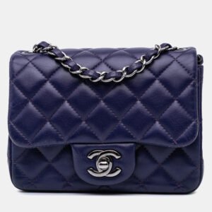 Chanel Midnight Blue Lambskin Mini Square Classic Single Flap Bag