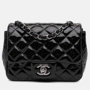 Chanel Black Patent Leather Mini Square Classic Single Flap Bag