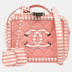 Chanel Pink Caviar Leather Filigree Vanity Shoulder Bag