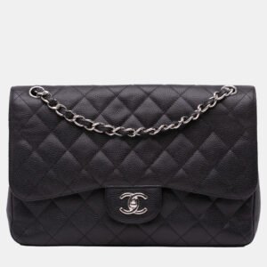 Chanel Black Jumbo Classic Caviar Double Flap Bag