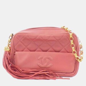 Chanel Pink Lambskin Leather Shoulder Bag