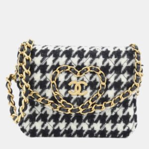 Chanel Black/White Tweed Chain Clutch Bag