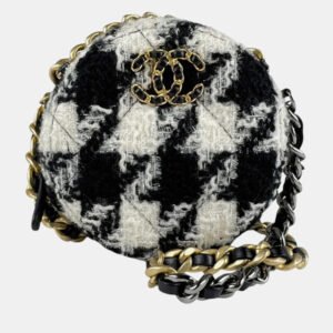 Chanel Black Off-White Tweed Shoulder Bag
