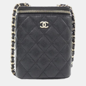 Chanel Black Leather Timeless Classic Vanity Shoulder Bag