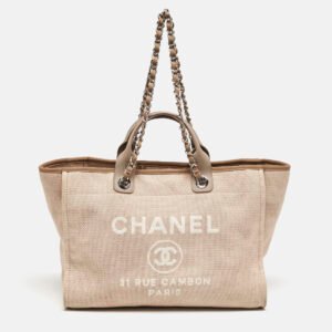 Chanel Beige Canvas Large Deauville Shopper Tote