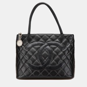 Chanel Black Caviar Medallion Tote Bag
