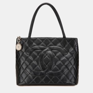 Chanel Black Caviar Medallion Tote Bag