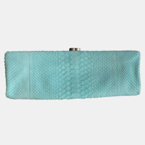 Chanel Mint Green Python Leather Clutch