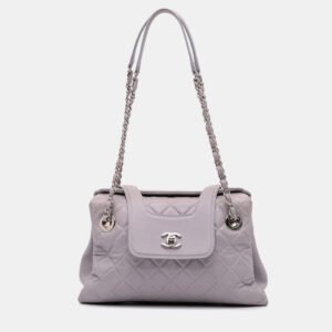 Chanel Grey Quilted Lambskin x3 Accordion  Bag