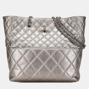 Chanel Silver Reissue 2.55 Quilted Aged Calfskin Tote Bag