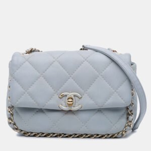 Chanel Grey Mini Calfskin Chain Around Flap