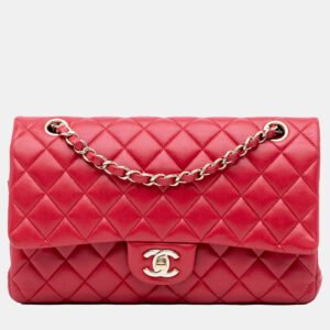 Chanel Red Medium Classic Lambskin Double Flap
