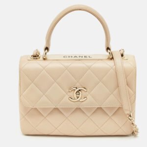 Chanel Beige Quilted Leather Small Trendy CC Top Handle Bag