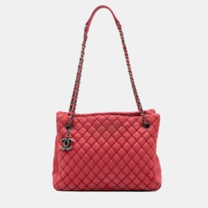 Chanel Pink Quilted Iridescent Calfskin New Bubble Tote