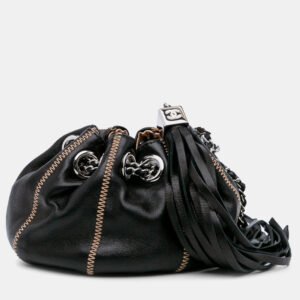 Chanel Black/Brown Mini Lambskin and Satin Reversible Sac Cordon