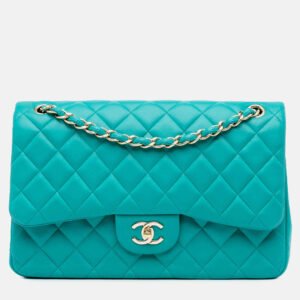 luxury-women-chanel-used-handbags-p1142643-010 Chanel Blue Jumbo Classic Lambskin Double Flap