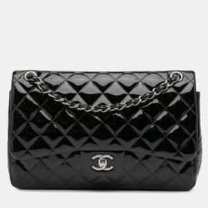 Chanel Black Jumbo Classic Patent Double Flap