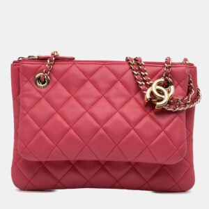 luxury-women-chanel-used-handbags-p1142655-004 Chanel Pink Quilted Lambskin Double Case with Chain