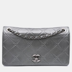Chanel Grey Medium Embossed Calfskin Propeller Flap