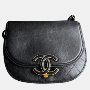 Chanel Black Leather Saddle Shoulder Bag