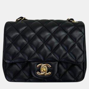Chanel Black Lambskin Square Mini Shoulder Bag