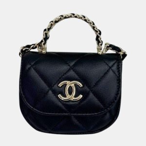luxury-women-chanel-used-handbags-p1143459-001 Chanel Black VIC Show Pearl Handle Chain Shoulder Bag