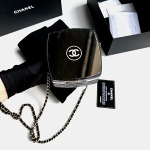 Chanel Black Lambskin Mirror Finish Box Chain Shoulder Bag