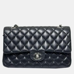 luxury-women-chanel-used-handbags-p1143571-001 Chanel Black Lambskin Classic Flap F Medium Shoulder Bag