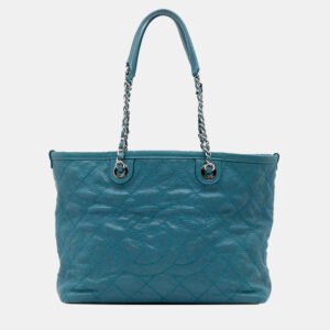 Chanel Blue Small Quilted Caviar Daily Shopping Tote