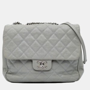 luxury-women-chanel-used-handbags-p1143931-005 Chanel Grey Large Quilted Caviar Urban Companion Flap