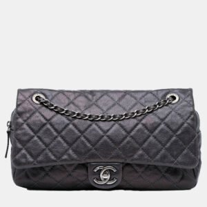 luxury-women-chanel-used-handbags-p1143951-011 Chanel Purple Jumbo Quilted Caviar Easy Flap Bag