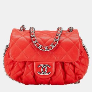 Chanel Red Leather Chain Around Shoulder Bag
