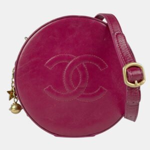 Chanel Bordeaux Leather Round Chain Shoulder Bag