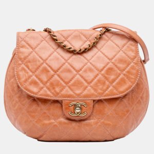 Chanel Brown Medium Aged Calfskin Bubble CC Flap