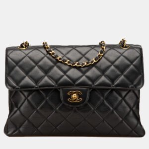 luxury-women-chanel-used-handbags-p1144688-002 Chanel Black Jumbo Lambskin Double Sided Flap