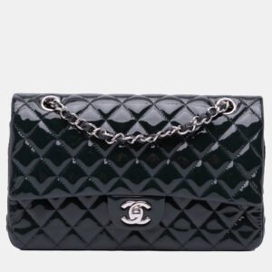 Chanel Navy Blue Medium Classic Patent Double Flap