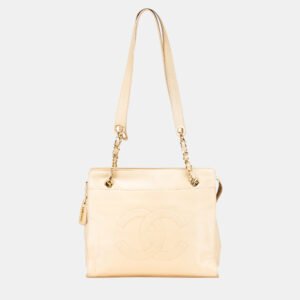 Chanel Beige CC Lambskin Chain Tote