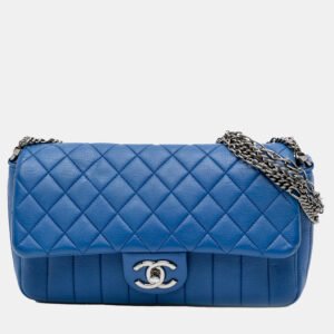 luxury-women-chanel-used-handbags-p1144826-009 Chanel Blue CC Quilted Calfskin Multi Chain Flap