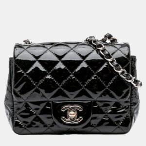 luxury-women-chanel-used-handbags-p1145102-010 Chanel Black Mini Square Classic Patent Single Flap