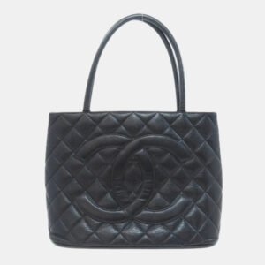 Chanel Black Grained Calfskin CC Tote Bag